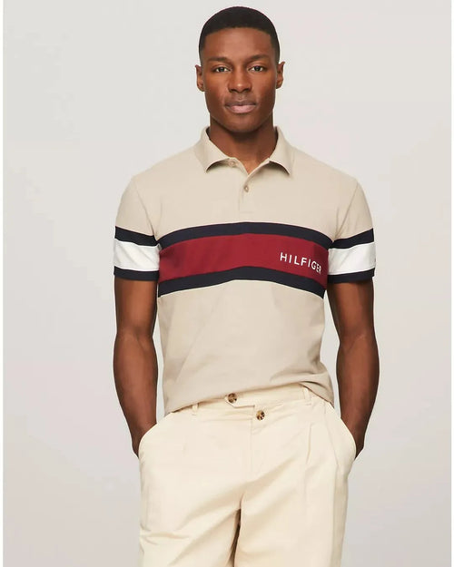 Tommy Hilfiger Premium Navy Polo Shirt with Striped 'HILFIGER' Logo
