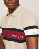 Tommy Hilfiger Premium Navy Polo Shirt with Striped 'HILFIGER' Logo