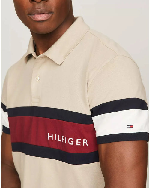 Tommy Hilfiger Premium Navy Polo Shirt with Striped 'HILFIGER' Logo