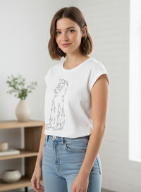 H&M T-Shirt – White with Leaf Print